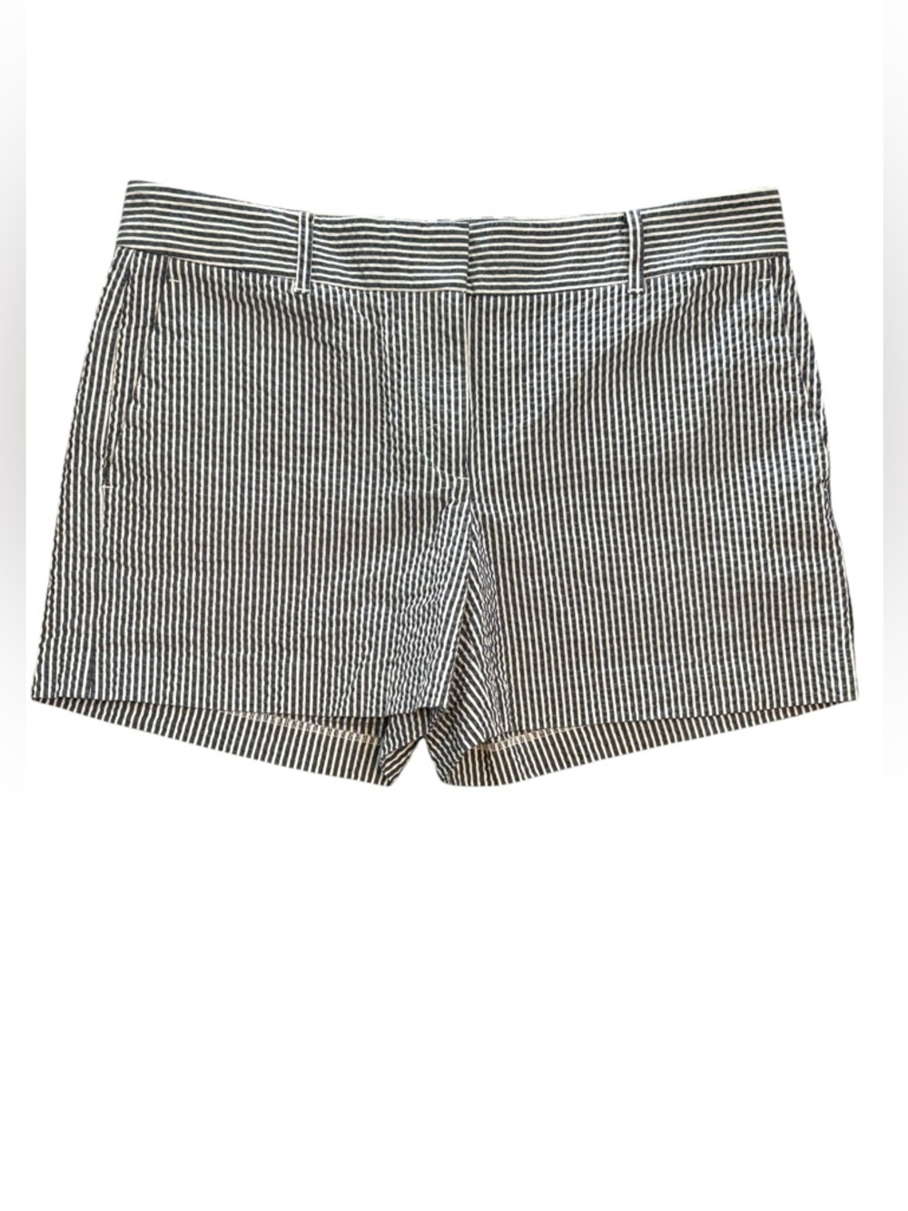Ann Taylor Striped Seersucker Shorts | Size 8 | Blue White Coastal Preppy